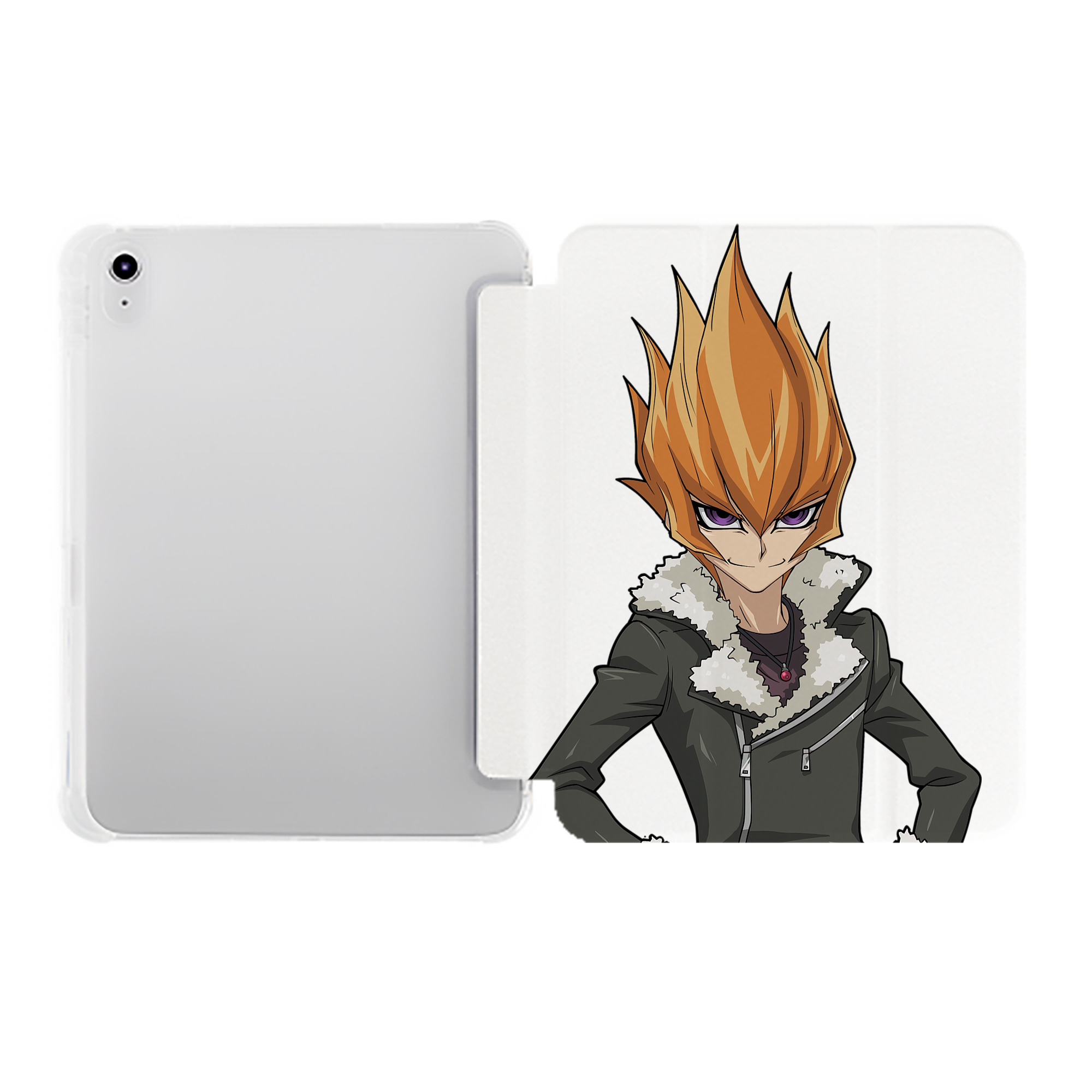 （画像用） 遊☆戯☆王 Yu-Gi-Oh! IPad ケース ペン収納付き 三つ折りスタンド PUレザー×シリコン 対応機種9.5/10.5/10.9インチ